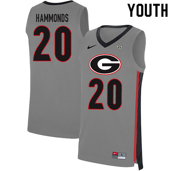 2020 Youth #20 Rayshaun Hammonds Georgia Bulldogs College Basketball Jerseys Sale-Gray